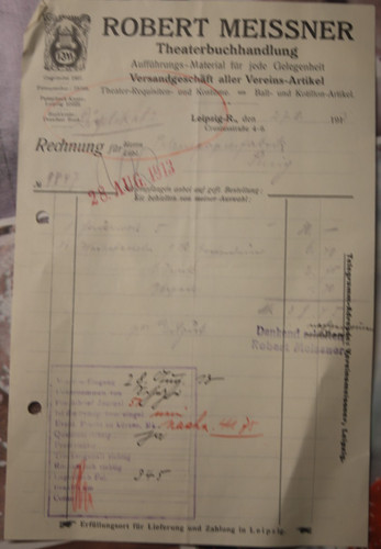 Rechnung 1913 leipzig papier - 1913,