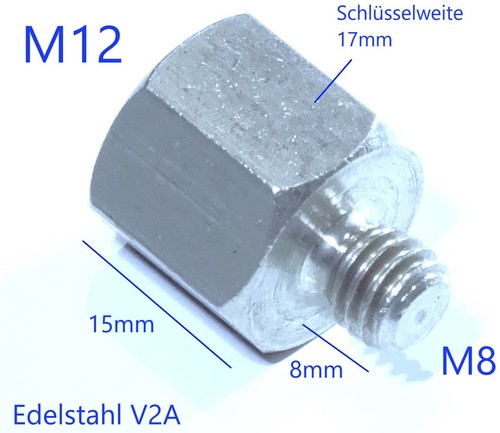 Edelstahl v2a innen m12 auf - v2a, m8