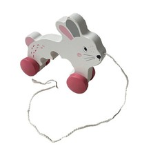 Little Town Holz Nachziehspielzeug Hase rosa weiß Spielspielzeug Lernen Kleinkind