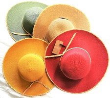 Großer rollbarer Sonnenhut/Glocke uni mit Bastrand, Größenverstellbar