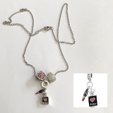 Charm Anhänger Parfum/Lippenstift 925er Silber besch. + Halskette French Style?