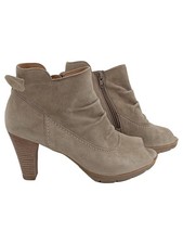 Paul Green Peep-Toe Stiefelette Damen 37 Beige Wildleder Elegant Reißverschluss