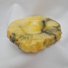 Aschenbecher Alabaster Stein Retro 60er Italien Vintage Ascher gelb Handarbeit