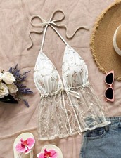 SHEIN Crop Top Spitze Blumen