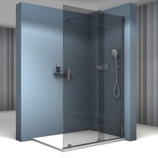 Duschabtrennung Duschwand Duschtür Schiebetür Walk In Dusche NANO Glas Grau 8mm