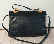 Vintage Leder Handtasche Ledertasche Schicke Tasche Elegant schwarz Damentasche