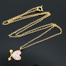 KETTE & HERZ ANHÄNGER 925/SILBER VERGOLDET MIT REGENBOGEN KRISTALL SCHMUCKJAGD