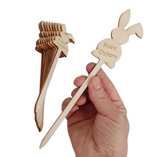 10x Frohe Ostern Holz Pflanzen