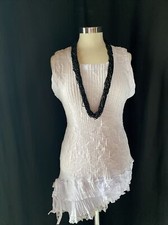 LAGENLOOK Oberteil Shirt Tunika Weiß NESLAY  Ausgefallen mit Halskette Schwanz