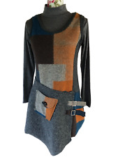 Kleid & Shirt Set Wolle Tunika Filzwolle Wollkleid & Shirt langarm Basic Grau