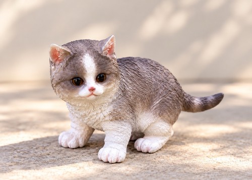 Gartenfigur katze sitzend - gartenfigur, grau
