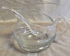 Glas Soßenkännchen Glaskanne Sauciere mit Löffel Kelle Dessertsoße Kännchen