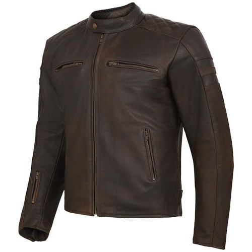 Herren braun leder biker - braun,