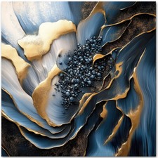 Leinwand Bild XXL Abstrakt Blau Gold Wanddeko Wandbilder Wohnzimmer Modern 218