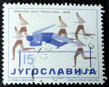 Jugoslawien '59 Mi901 Sportvereinigung Partizan Hochspringer Läufer Stamp Timbre