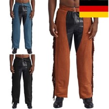 DE Herren Cowboy Hose Indianerhose Wildlederimitat Chaps Fransenhose Kostüm 