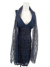 NIENTE Spitzenkleid Damen Kleid Gr. DE 36 blau Elegant