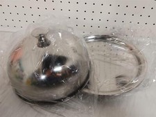 Servierplatte mit Deckel - Glocke - Edelstahl -- 5914/2002