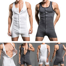 Männer Overalls Ärmellos Romper Training Bodysuit Dessous Sportbekleidung Knopf