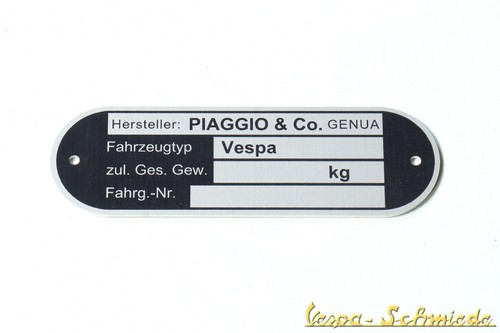 Vespa typenschild piaggio - typenschild, &