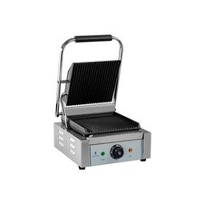 Kontaktgrill geriffelt 1800W Gastro Panini Toaster Elektro Grillplatte Edelstahl