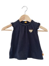 STEIFF Kinder Sommerkleid Gr. 86 Blau mit Teddy Applikation Rüschen Baumwolle