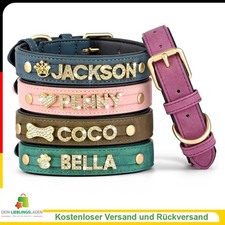 Personalisiertes weiches Hundehalsband aus PU-Leder mit Strass und Name