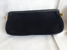vintage kleine Abendtasche Clutch Damen Schwarz Handtasche Alcantara 70er