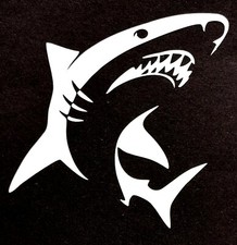 Auto Aufkleber Sticker Emblem  Heckscheibe Tuning Hai Fisch Weiß P62