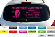 Friseur Haarstudio Werbung Autobeschriftung Aufkleber Heckscheibe Fahrzeug 40cm