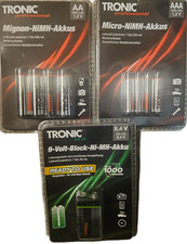 bis 8 x Akku Micro NiMH AAA 200mAh 1,2V Mignon oder 9 Volt Block Akkus Batterie