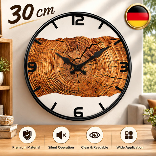 Wanduhr holzmaserung 30cm - wanduhr,