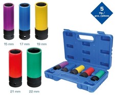 5x FELGEN KRAFT-STECKNUSS-SAT 15 17 19 21 22 MM 1⁄2″ SCHLAGSCHRAUBER NUSS