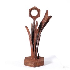 WILLI LEMKE SKULPTUR METALL EISEN ABSTRAKT BLUME 2016 SIGNIERT UNIKAT VP: 450€*