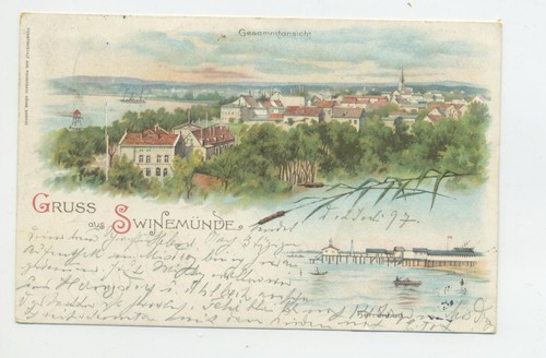 Litho gruss aus swinemünde - gruss,
