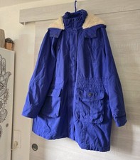 bpc Vintage Retro Parka, Anorak, Jacke mit Kapuze und Kunstfell Blau Gr.50
