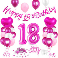 Luftballon 18. Geburtstag Pink, Geburtstagsdeko 18 Jahr, Ballon 18. Geburtstag, 