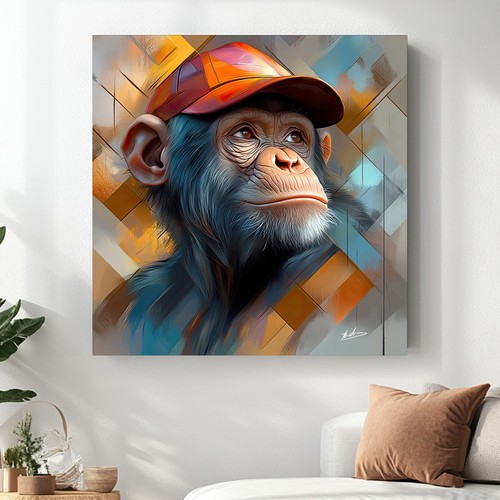 Leinwandbild affe mit kappe - leinwandbild,