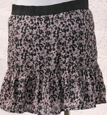 Rock Gina Sommerrock Stufen Leicht Glockenrock Gr.38 Schwarz/Rosa Muster NEU 