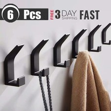 6X Kleiderhaken Modern Garderobenhaken Edelstahl Wandhaken Bad Huthaken Schwarz