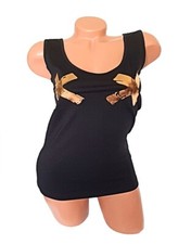 MELROSE Damen Top Trägertop Tanktop schwarz gold Größe 38 Neu TET39