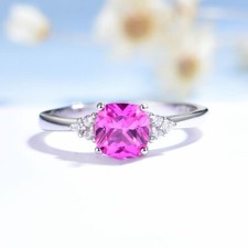 Damen Ring Silber 925 Rosa Saphir Damenring Silberring Geschenk für Freundin Neu