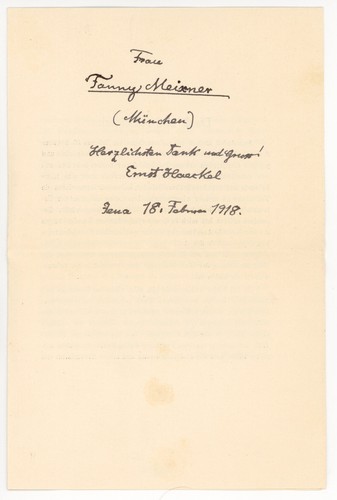 Ernst haeckel brief fanny - ernst,
