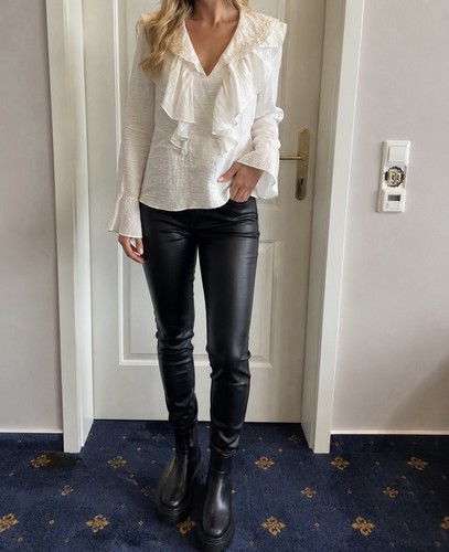 Zara weiße bluse mit - bluse, volants