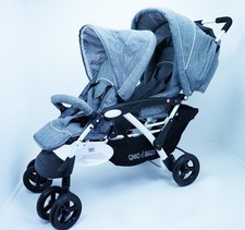 Chic 4 Baby Kinderwagen Geschwisterwagen Duo Melange grau-weiß
