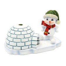 ~ LUSTIGES SCHNEEKIND Rauch-IGLU Schneemann Figur Räucherhaus grüne Mütze