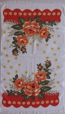 Handtuch mit  Rosen und Fransen - unbenutzt