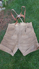 Trachten Lederhose echt Hirsch vintage mit Hosenträger gut getragen Oktoberfest