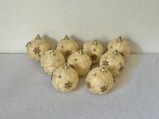 9er Set Christbaumschmuck Weihnacht Deko Beige Styropor umwickelt