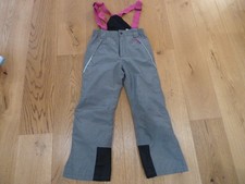 Skihose Crane Gr. 134/140 grau mit pinken Hosenträgern